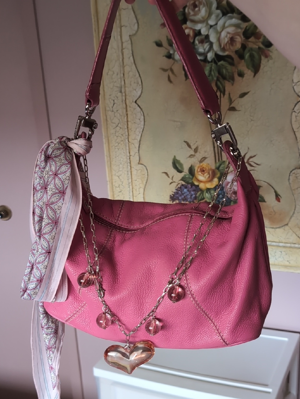 Hot Pink Pebbled Leather Slouch Bag